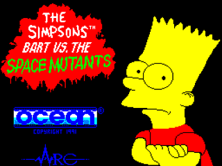 The Simpsons Bart vs the Space Mutants title screen for ZX Spectrum